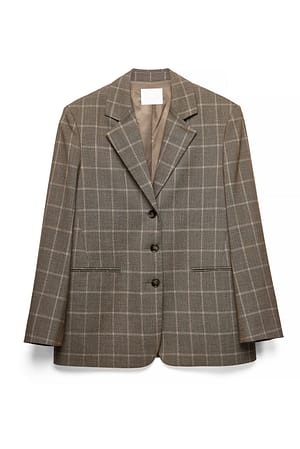 Brown Alex Maxi Overdimensjonert Rutete Blazer