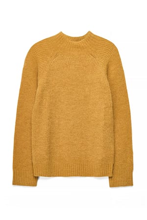 Mustard Yellow Alpaca Blend Turtle Neck Knitted Sweater