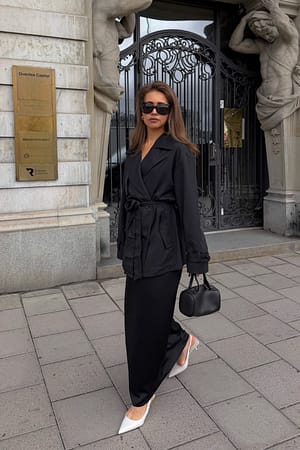 Black Belted Short Trenchcoat
