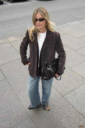 Dark Brown Oversized Suede Blazer