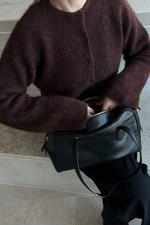 Brown Strikket cardigan i mohairblanding