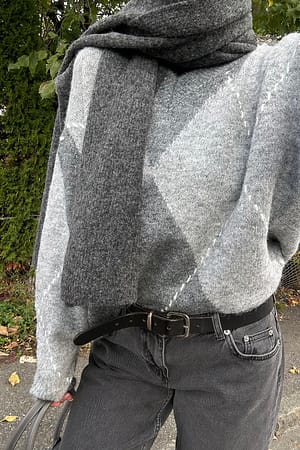 Grey Smoke Knitted Alpaca Blend Scarf
