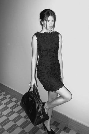 Black Minikleid mit Blumenmuster