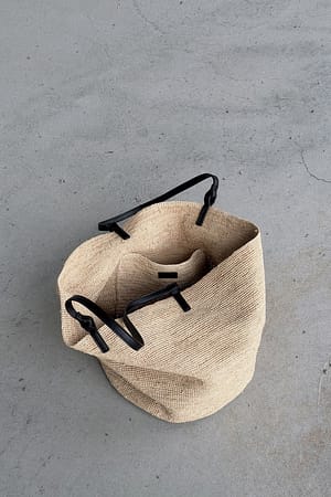 Beige Økologisk raffia-tote
