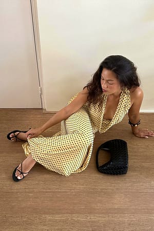 Black Wrapped Handle Woven Handbag