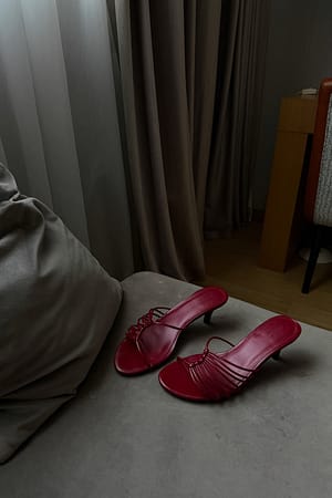 Poppy Red Strappy Details Mules