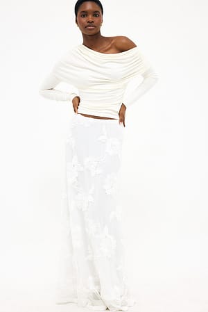 Offwhite Applique Maxi Skirt