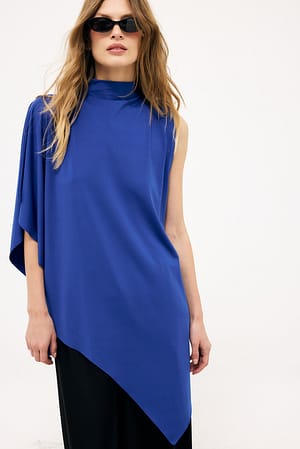 Blue Asymmetrisk jerseytopp