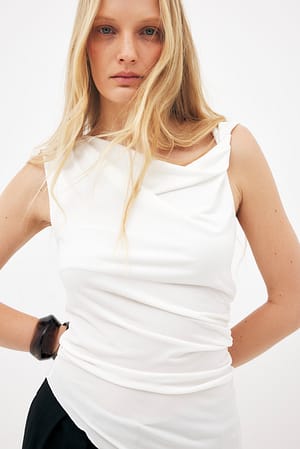 Greige Asymmetrisk topp i jersey