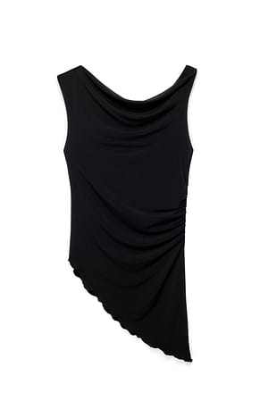 Black Asymmetrisk topp i jersey