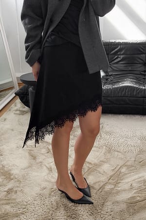 Black Asymmetrische Kanten Mini Rok