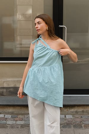 Light Blue Haut asymétrique à une épaule