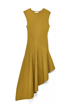 Khaki Green Robe en maille à coutures asymétriques