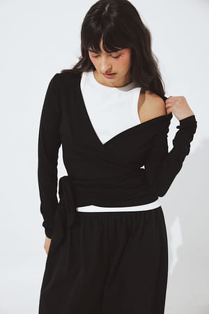 Black Ballet Wrap Top