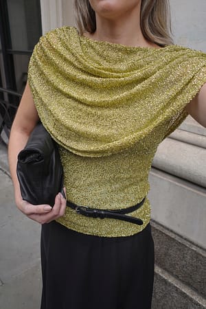 Khaki Beaded Cape Top