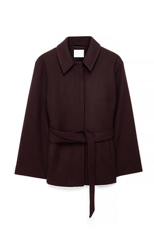 Brown Belted Short Coat