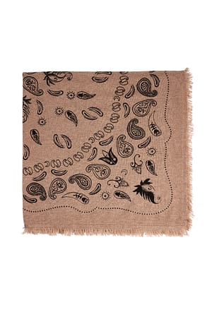 Beige Pañuelo de lana con estampado cashmere