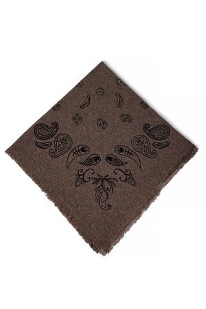Brown Melange Big Wool Knitted Paisley Scarf