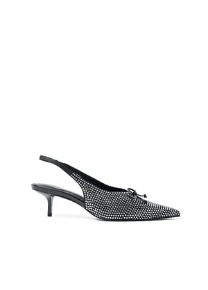 Silver Bow Detail Slingback Pumps