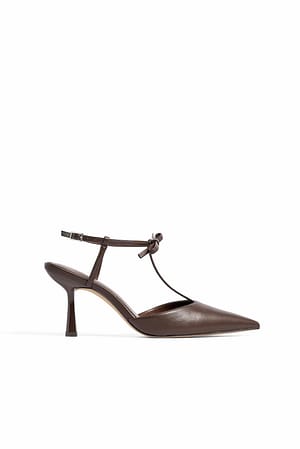 Brown Bow T-Bar Pumps