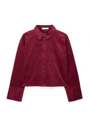 Burgundy Chemise Boxy en Velours Côtelé