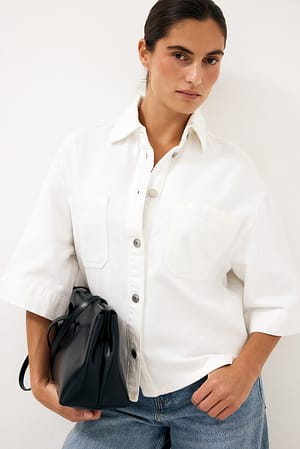 White Boxy Jeanshemd
