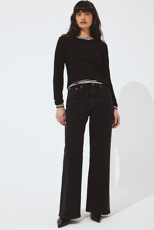 Washed Black Bridge jeans med høyt liv og ben med klokkeform