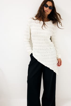 Offwhite Bubble Knit Asymmetric Top