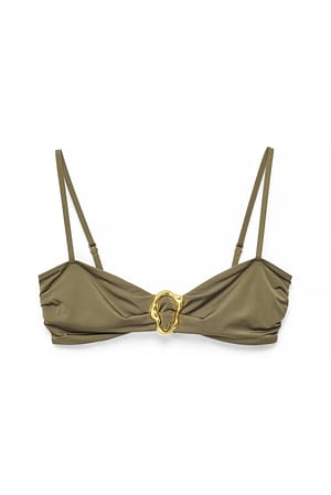 Khaki Green Haut de bikini avec boucle
