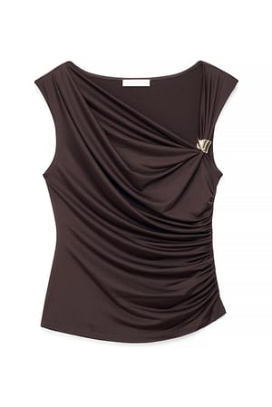 Brown Buckle Detail Sleeveless Top