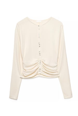 Offwhite Knopdetail Lange Mouw Cardigan