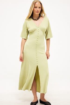 Light Green Robe mi-longue boutonnée