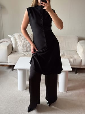 Black Button Down Midi Jurk