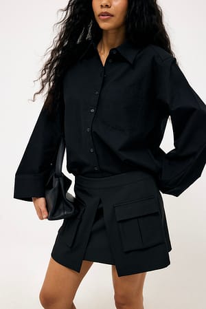 Black Cargo Pocket Mini Skirt