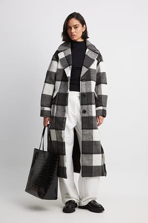 Checked Oversized Belted Coat Checkered NA-KD - Main Image