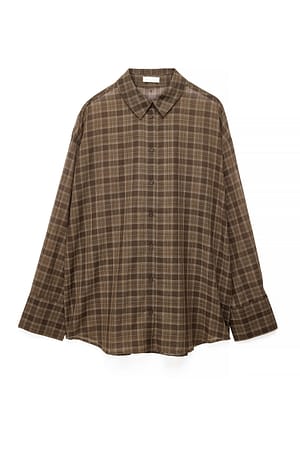 Brown Karierte transparente Bluse