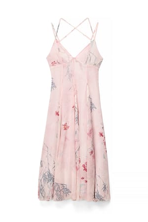 All Over Print Midikjole i chiffon med stropper