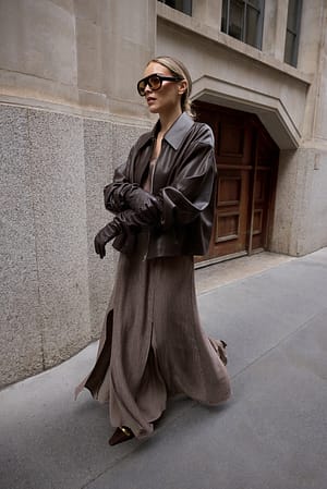 Taupe Chiffon Insert Slip Dress