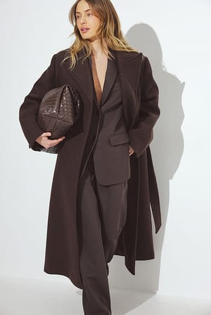 Brown Classic Wool Blend Coat
