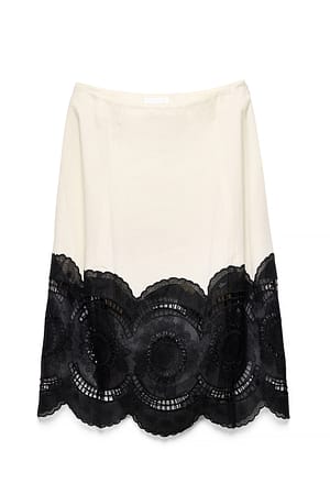 Cream Cocoon midirok met kant