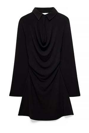 Black Collar A-Line Mini Dress