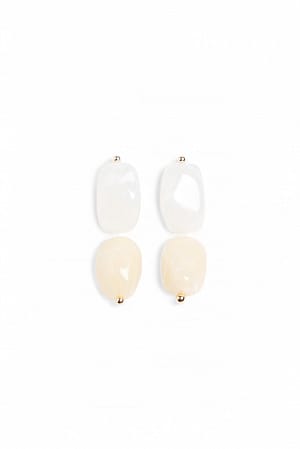 Light Beige Boucles d'oreilles en pierre