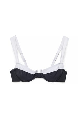 Black/White Haut de bikini à détails contrastants
