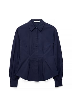 Navy Cotton Fitted Shirt