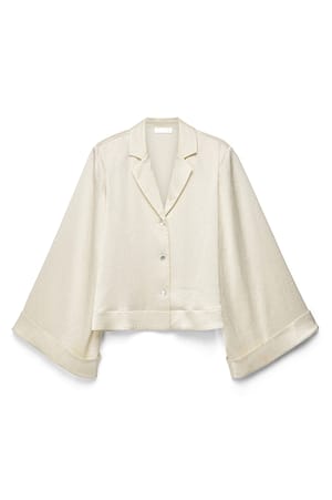 Cream Blouse effet froissé à manches larges