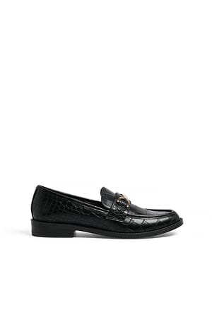 Black Krokodillemønstrede loafers