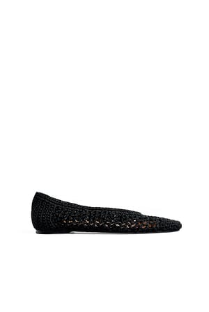Black Hæklede ballerinaer