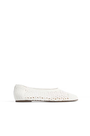 Offwhite Hæklede ballerinaer