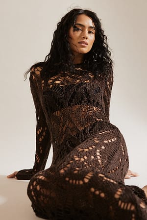 Diamond Crochet Knit Maxi Dress main image 1