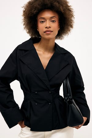 Black Chemise cropped à double boutonnage